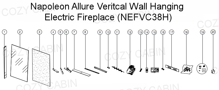 Allure Vertical Wall Hanging Electric Fireplace (NEFVC38H) #NEFVC38H